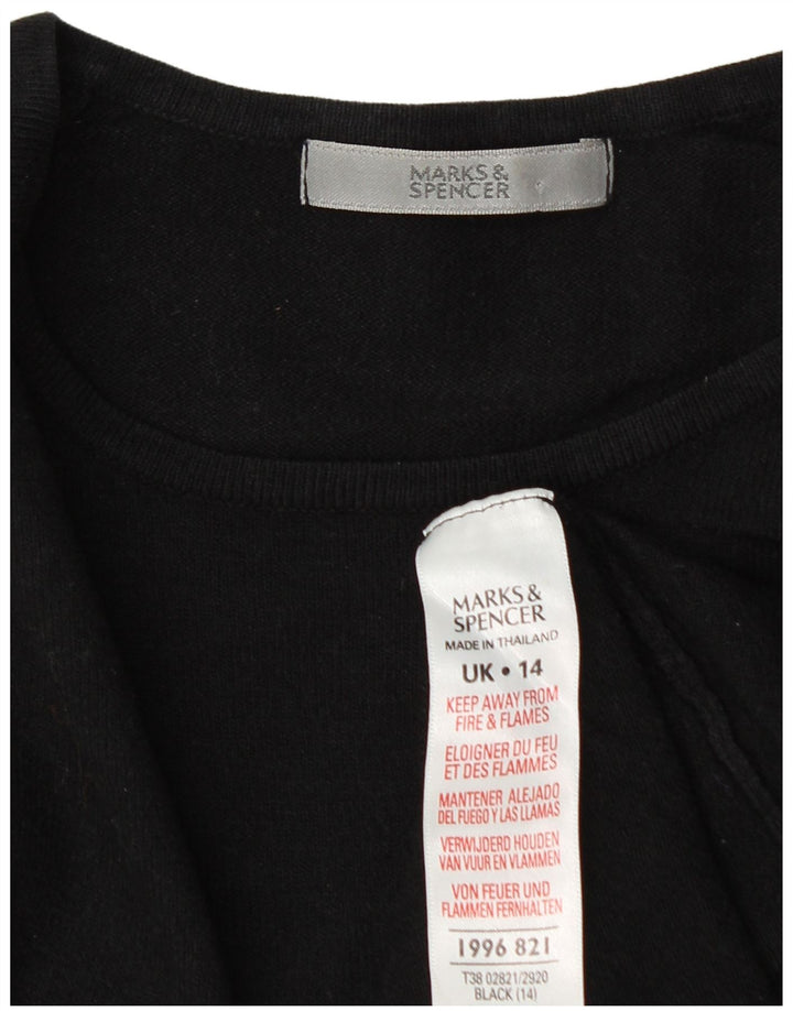 Maglione da donna Marks & Spencer corto con scollo a barca UK 14 medio nero