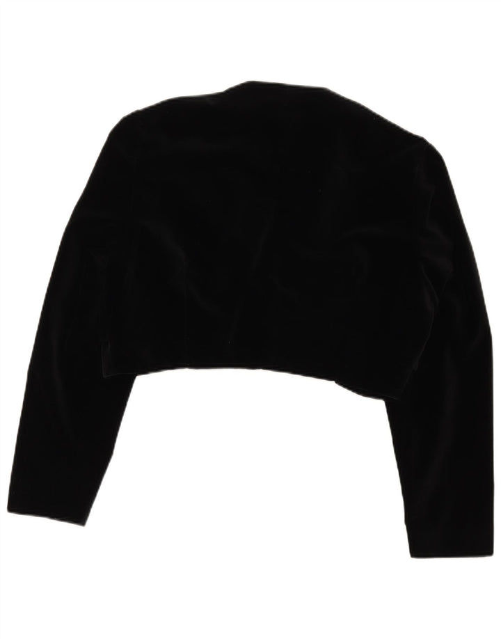 Vintage Womens Bolero Jacket IT 48 XL Black Cotton