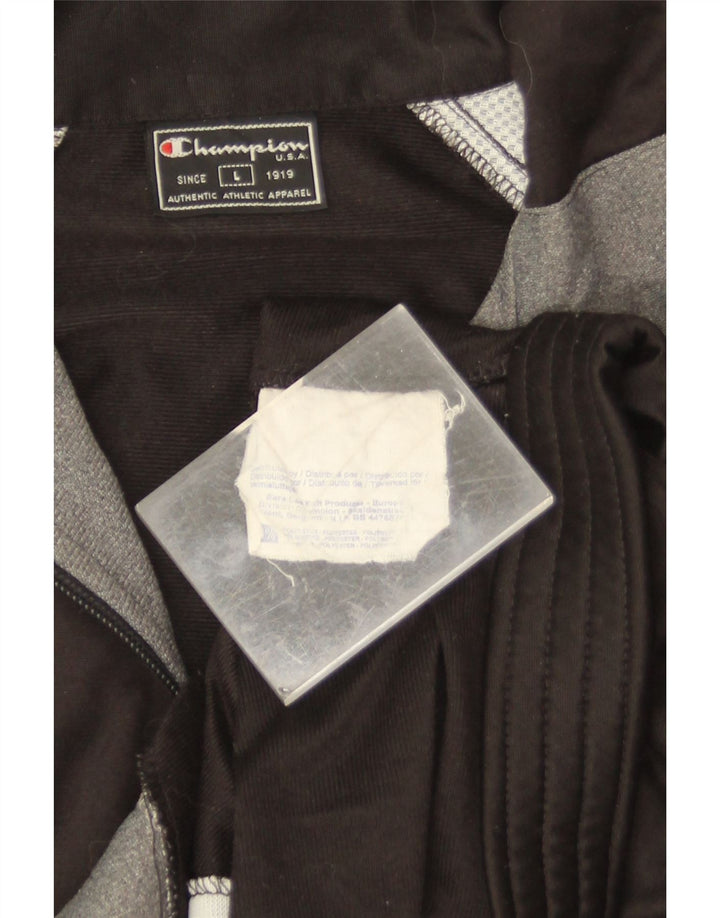 Champion Mens Graphic Tracksuit Top Jacket Large Black Colourblock