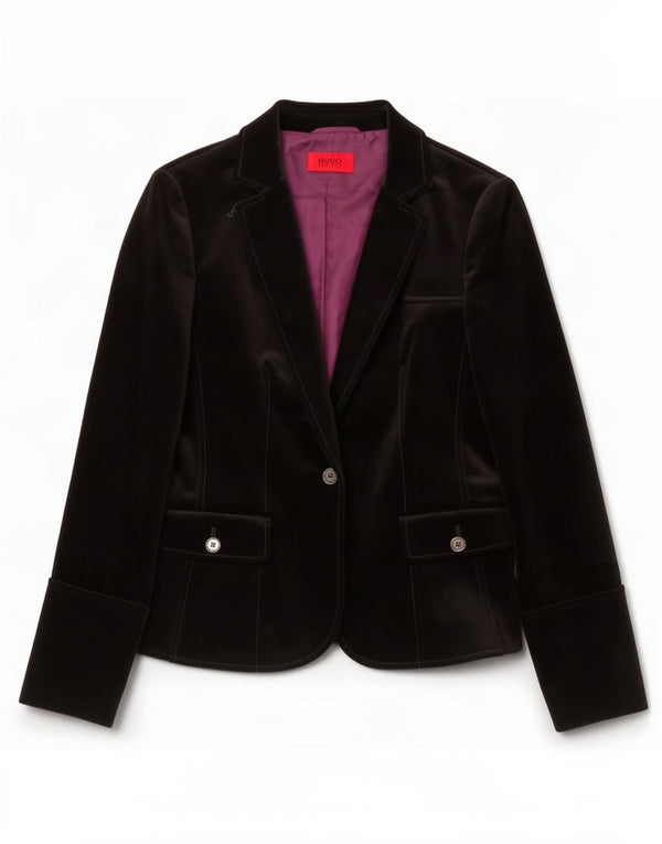 Hugo Boss Chaqueta Blazer de Terciopelo con 1 Botón para Mujer UK 10 Small Black