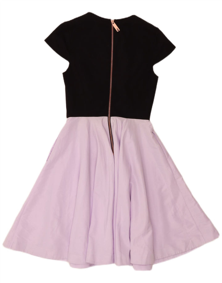 Ted Baker Damen-A-Linien-Kleid US 1 XS Schwarzes Colourblock-Polyester