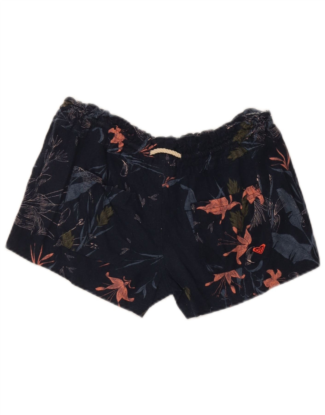 Roxy Damen-Freizeitshorts, Größe S, W27, Marineblau, Blumenmuster, Flachs