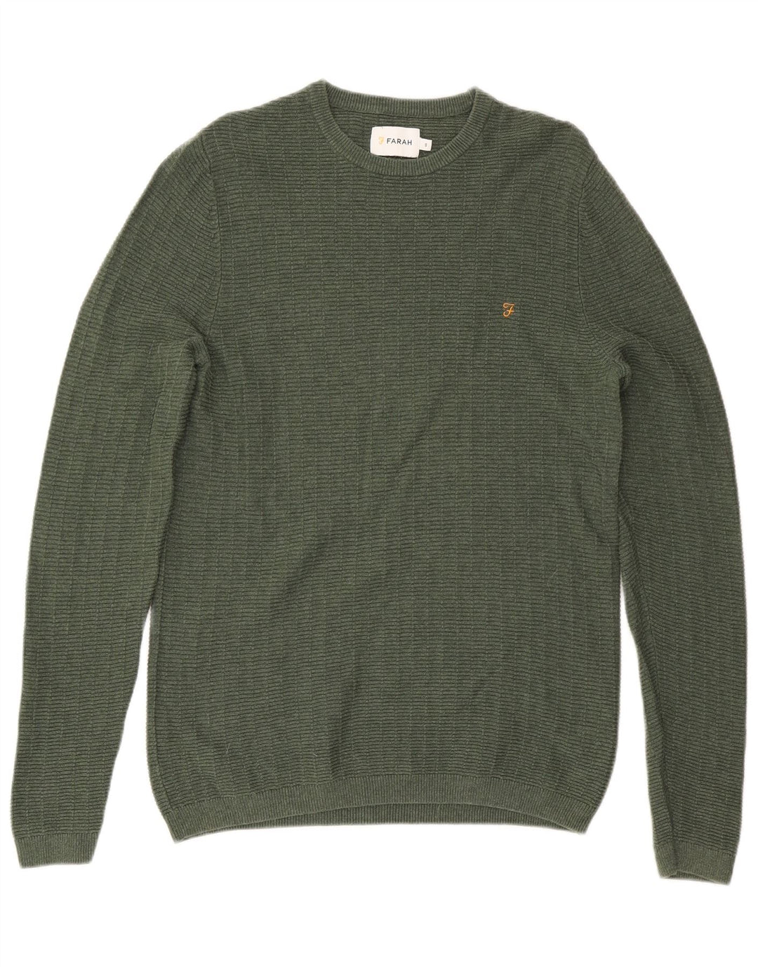 Farah Mens Crew Neck Jumper Sweater Small Green Cotton