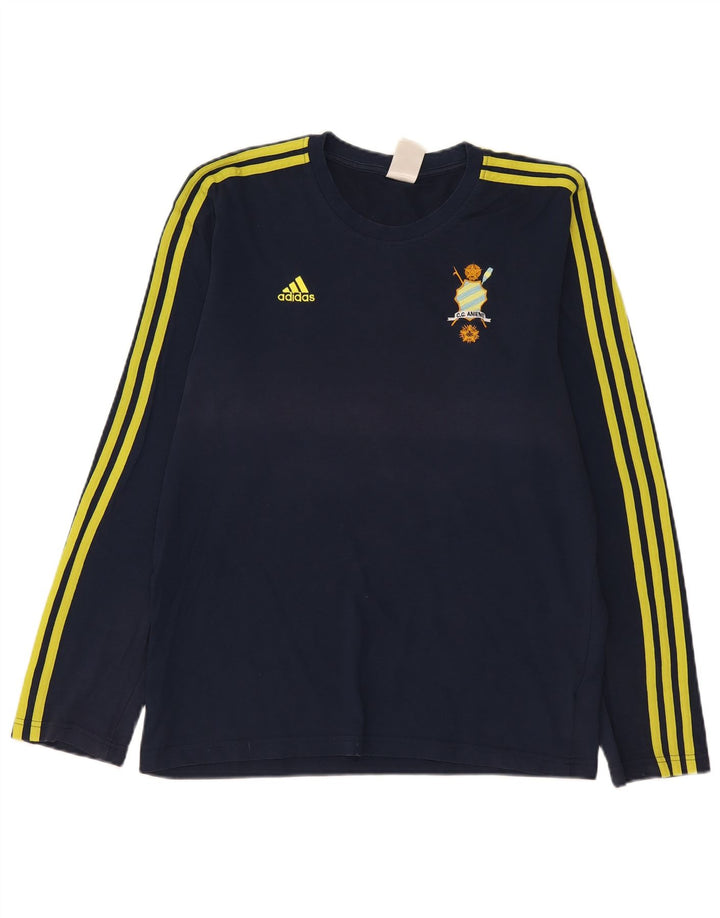 Adidas Mens Climalite Graphic Top Long Sleeve Medium Navy Blue Cotton