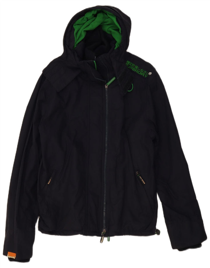 Giacca a vento con cappuccio da donna SUPERDRY UK 16 grande poliestere blu navy