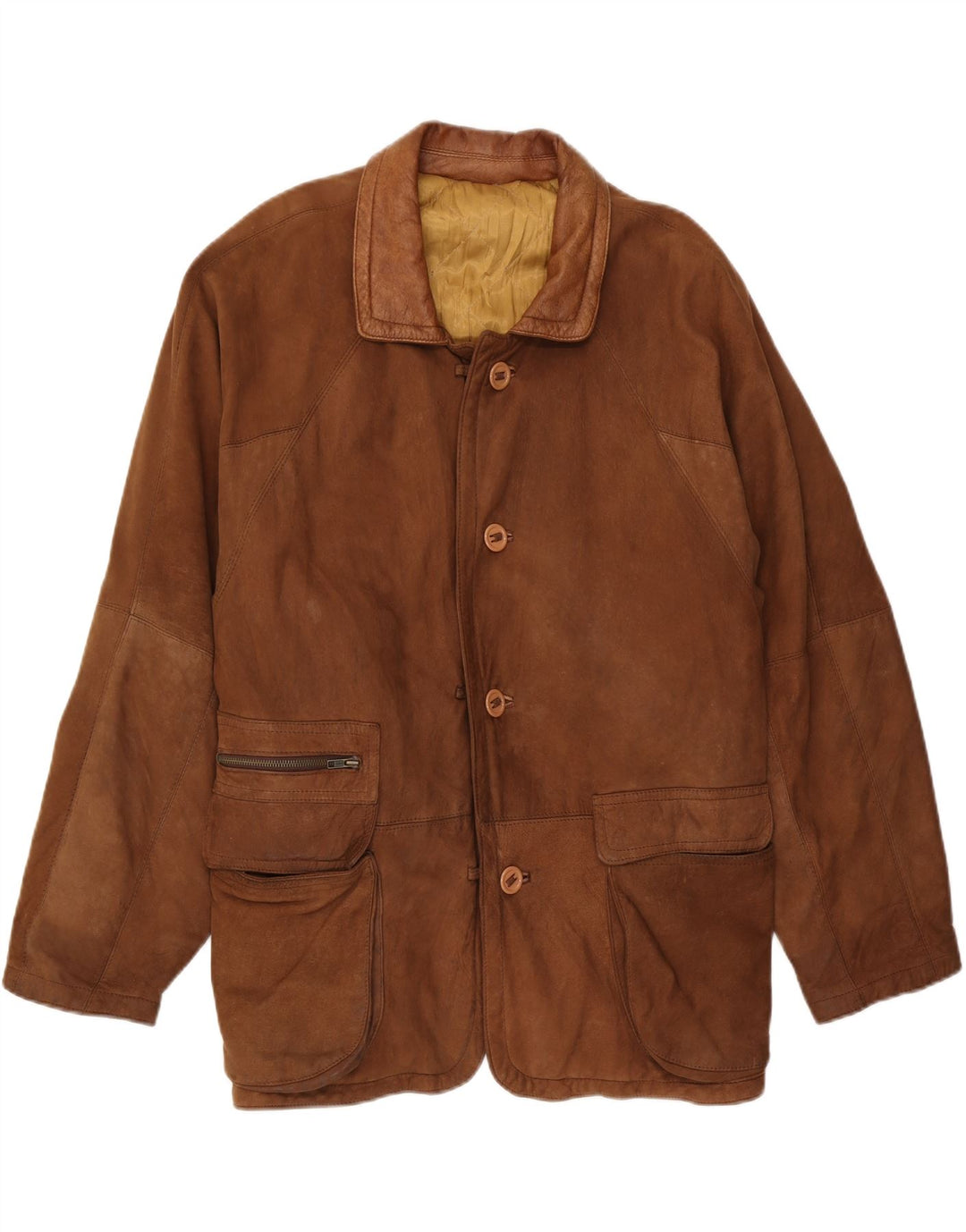 Giacca in pelle vintage da uomo IT 52 XL Marrone