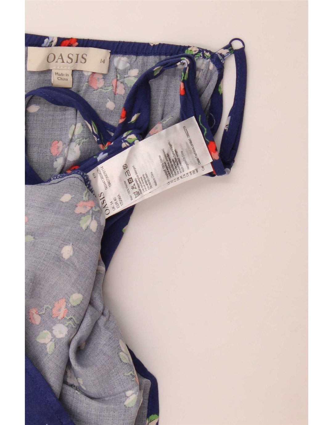 Oasis Womens Cami Top UK 14 Medium Blue Floral Viscose