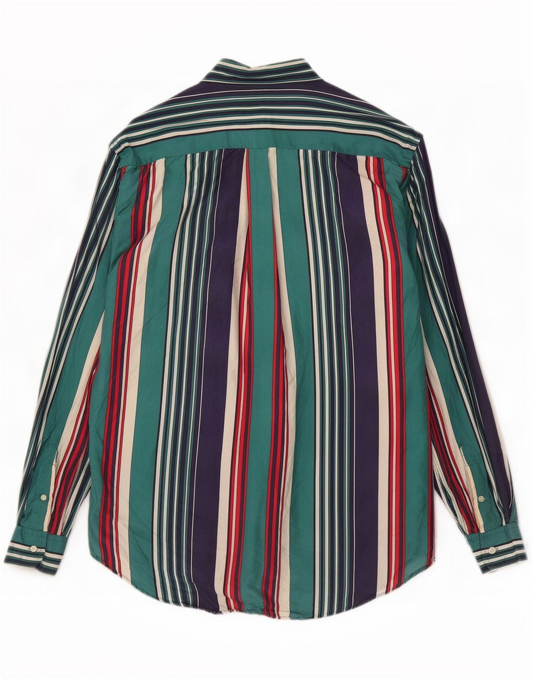 Camisa vintage para hombre de seda a rayas azules pequeñas