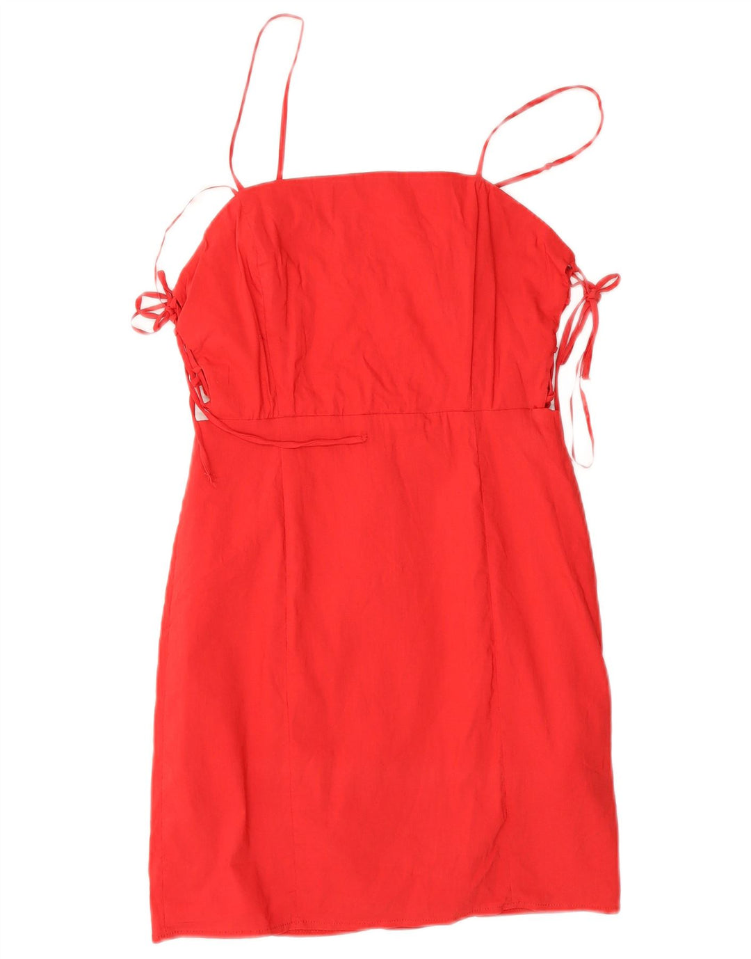 Vestido de verão feminino Zara UK 12 algodão vermelho médio