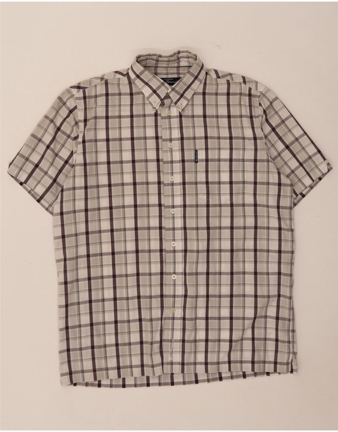 Ben Sherman Chemise à manches courtes homme gris moyen à carreaux en coton