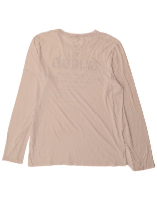 Guess Mens Slim Fit Gráfico Top Manga Longa Grande Branco