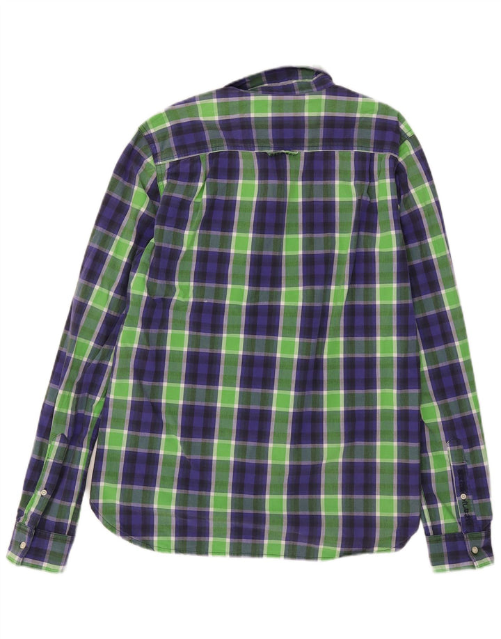 Superdry Mens Shirt Large Green Check Cotton