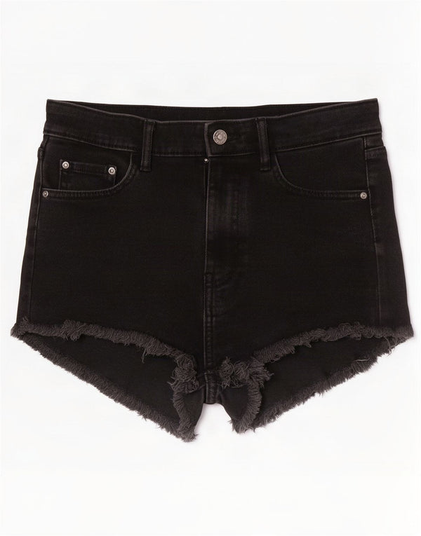 Zara denimshorts med høj talje til kvinder EU 36 XS W26 sort bomuld