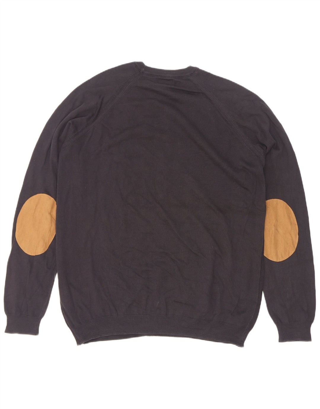 Zara Mens Crew Neck Jumper Sweater Large Black Cotton