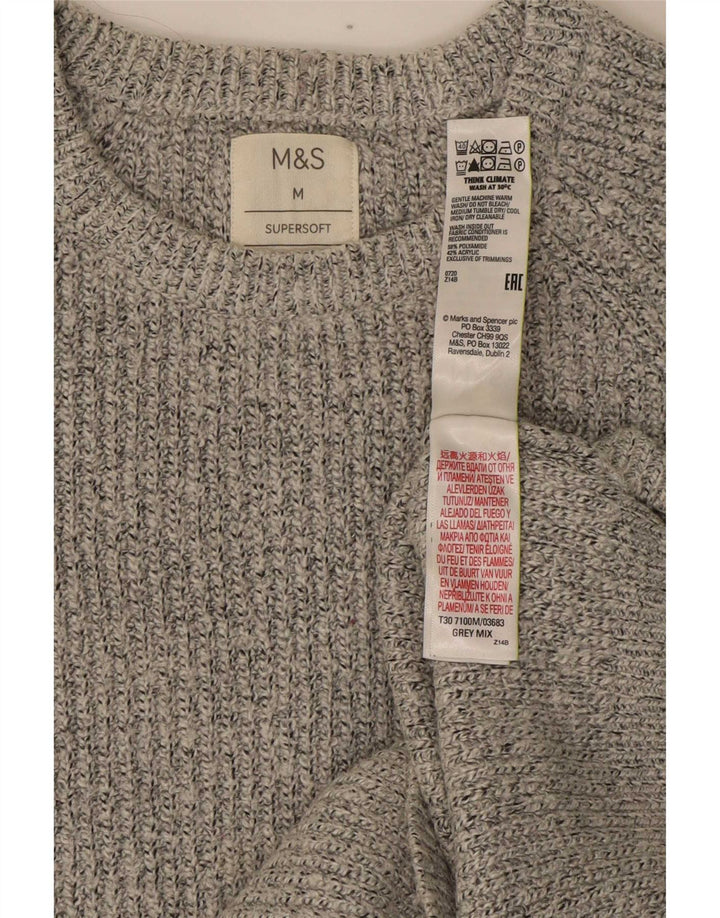 Marks & Spencer Herren-Pullover mit Rundhalsausschnitt, mittelgraues Polyamid