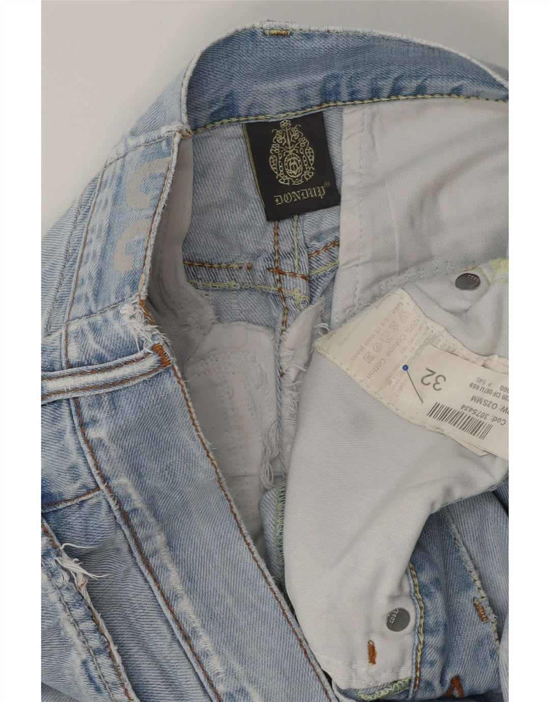 Dondup Herre Distressed Denim Shorts W32 Medium Blue Cotton