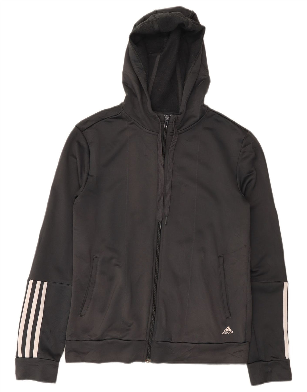 Adidas Womens Climalite Zip Hoodie Sweater UK 12/14 Medium Grey Polyester