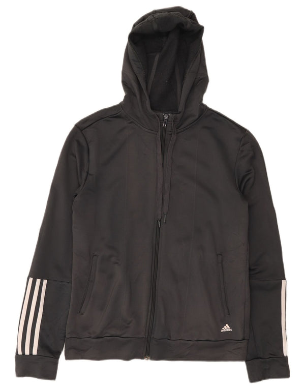 Adidas Womens Climalite Zip Hoodie Sweater UK 12/14 Medium Grey Polyester