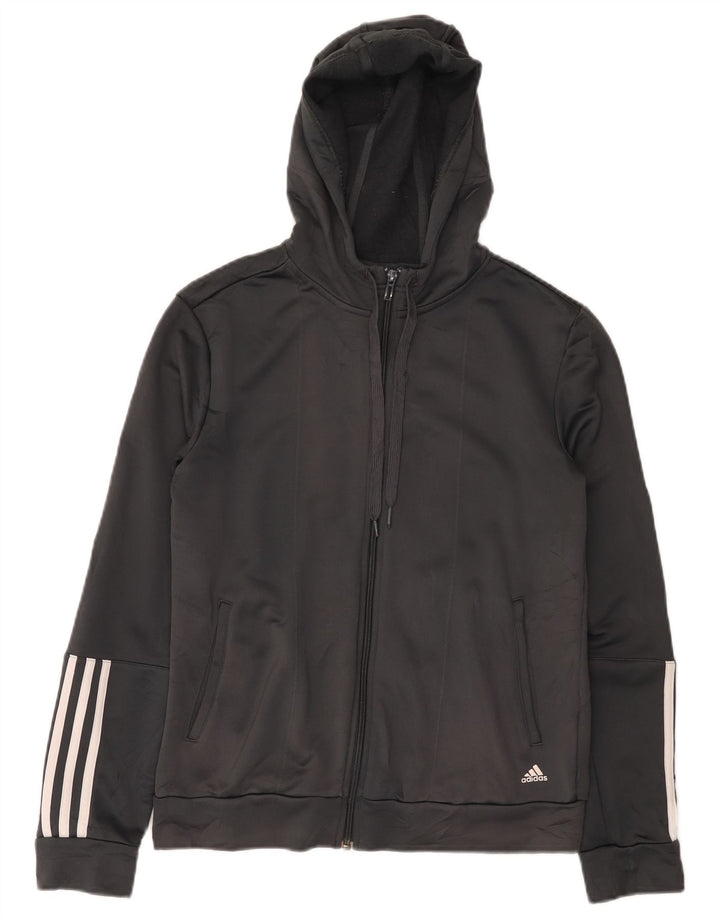 Adidas Womens Climalite Zip Hoodie Sweater UK 12/14 Medium Grey Polyester