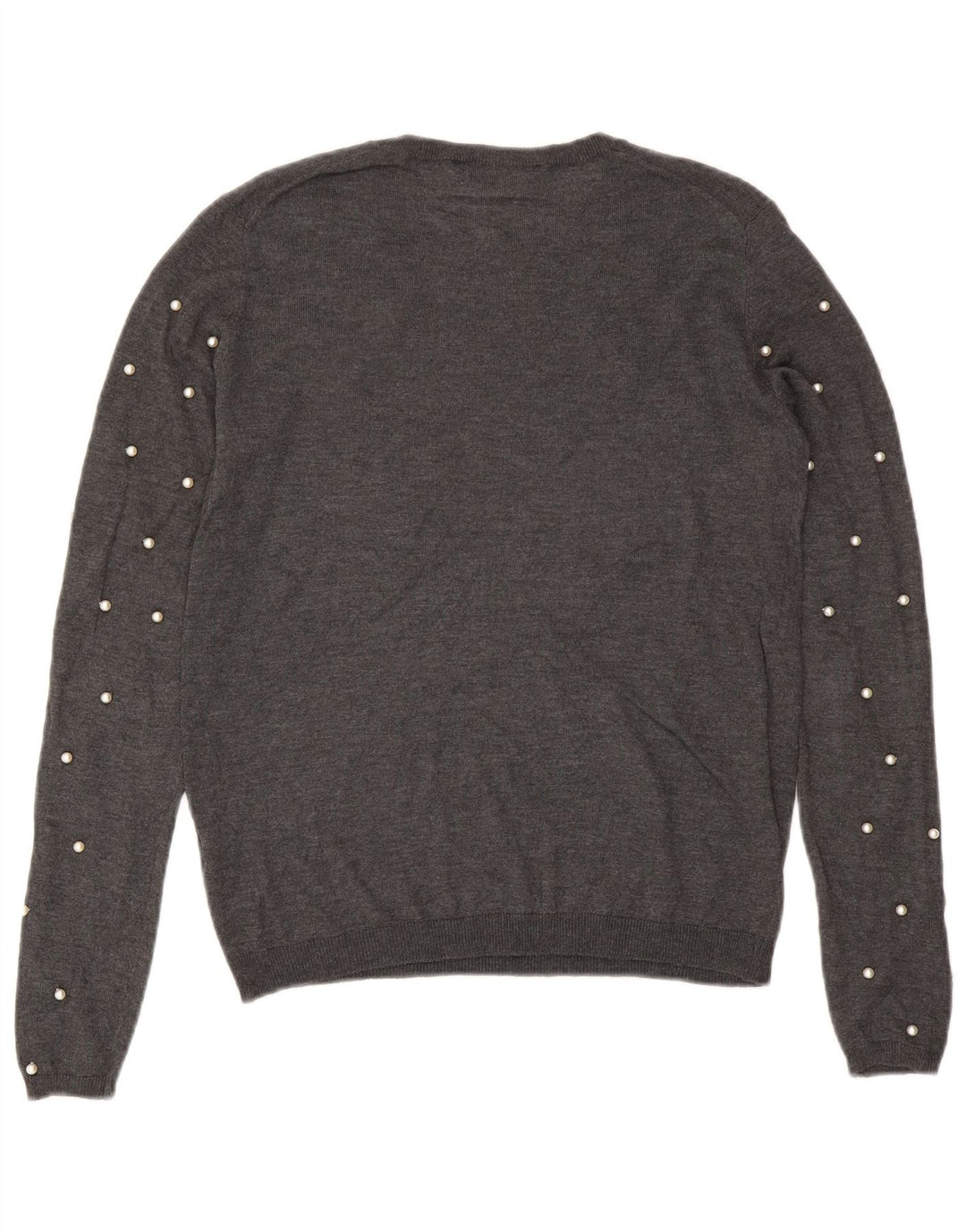 Zara Womens Crew Neck Jumper Sweater UK 10 Small Grey Modal