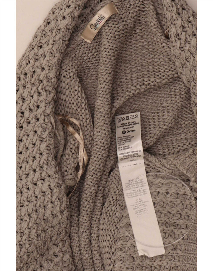 Marks & Spencer Womens Classic Open Cardigan Sweater UK 16 Large Grey