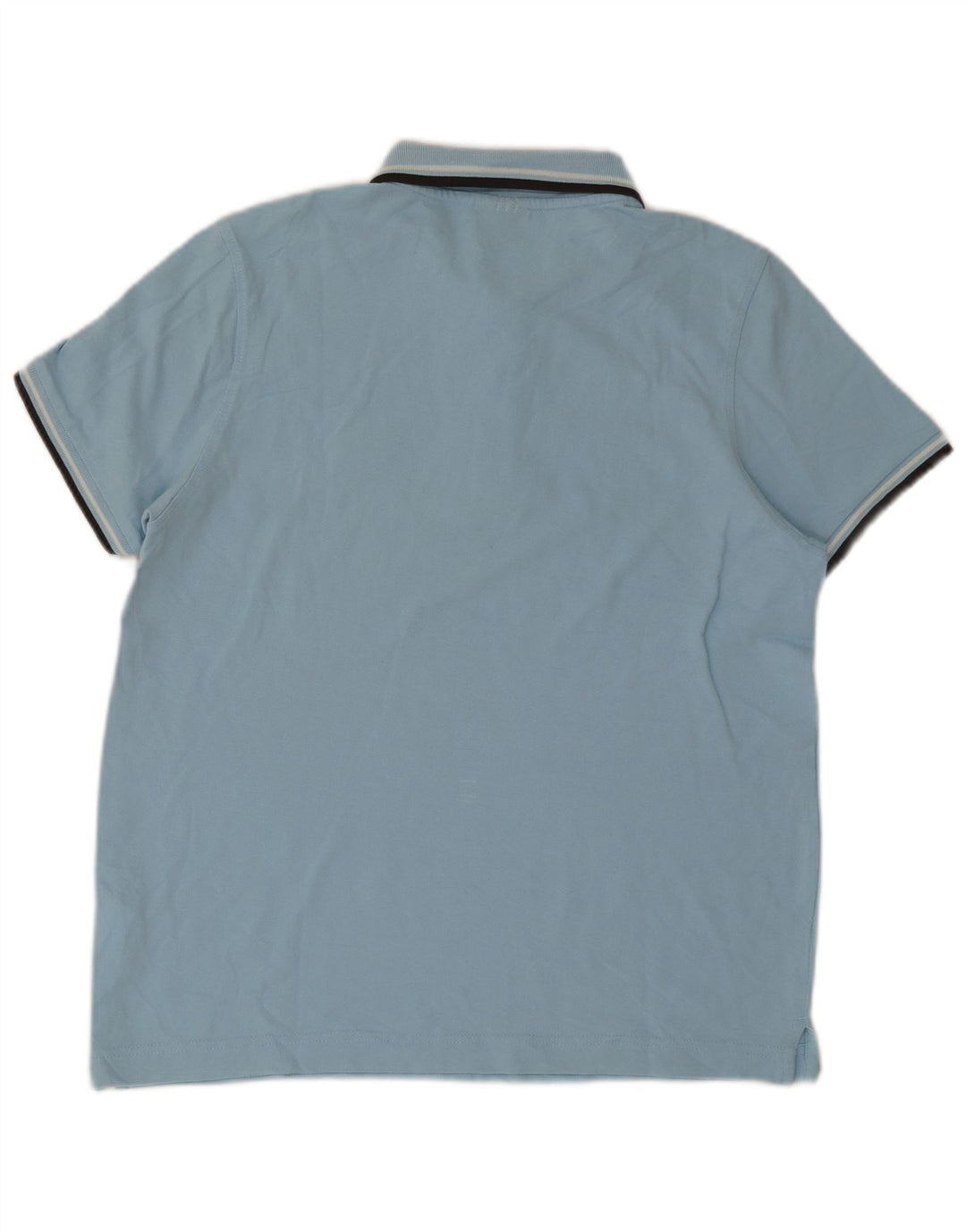 Lotto Mens Polo Shirt Large Blue Striped Cotton