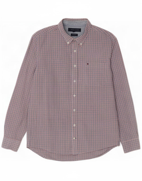 Tommy Hilfiger Mens Regular Fit Shirt Large Red Check Cotton