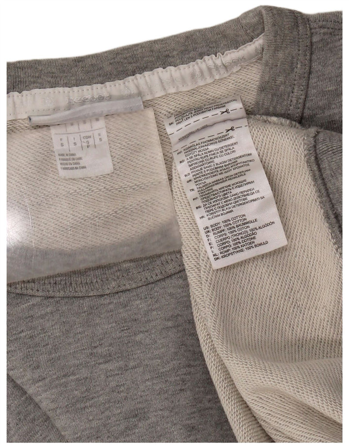 REEBOK Womens Oversized Sweatshirt Jumper UK 10 Small Grey Cotton