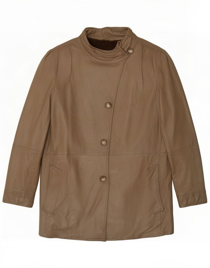 Jaqueta Shearling Feminina Vintage UK 14 Médio Caqui