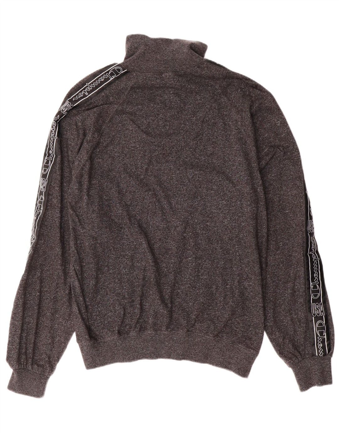 CHAMPION Mens Graphic Zip Neck Sweatshirt Jumper Medium Grey Colourblock
