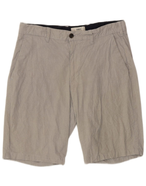 Pantaloncini chino da uomo Marks & Spencer W32 cotone gessato grigio medio
