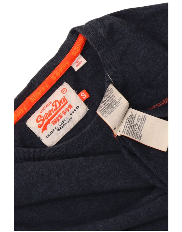 Superdry Mens Top Long Sleeve Small Navy Blue Cotton