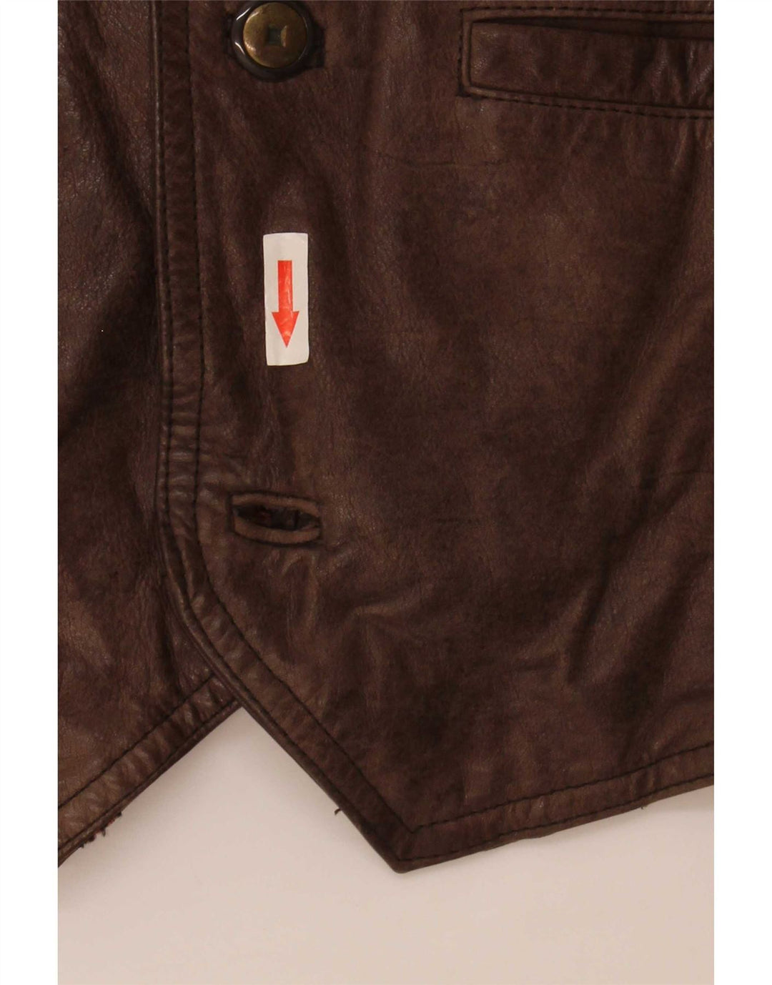 Vintage Mens Leather Waistcoat IT 58 2XL Brown
