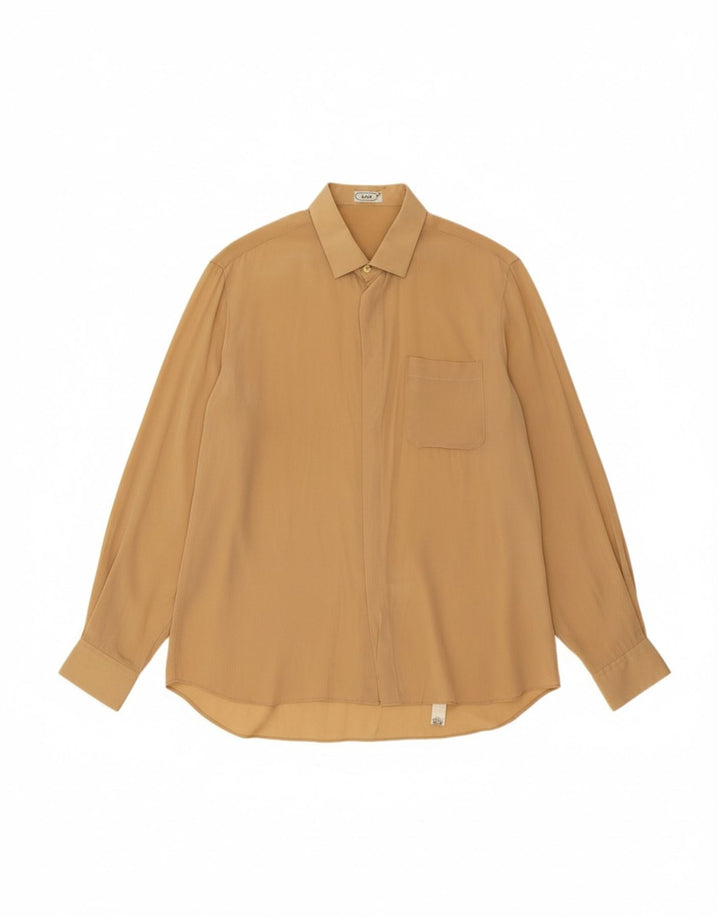 VINTAGE Mens Shirt Size 42 Large Beige Acetate