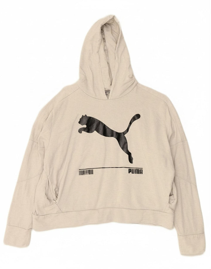 PUMA feminino gráfico oversized moletom com capuz UK 18 XL cinza algodão