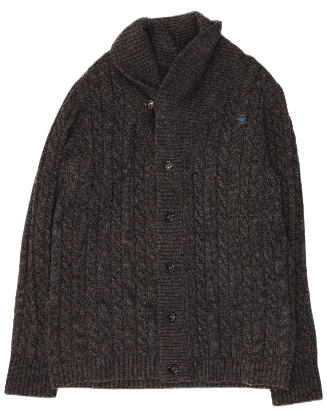G-Star Mens Cardigan Sweater XL Grey Lambswool