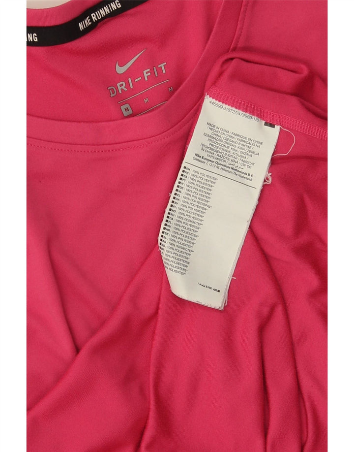 Nike Damen Dri Fit Lauf-T-Shirt-Oberteil UK 14 Mittelrosa Polyester