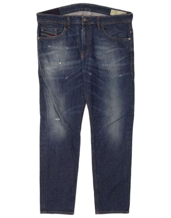 Diesel Mens Thommer Distressed Slim Skinny Jeans W36 L32 Blue Cotton