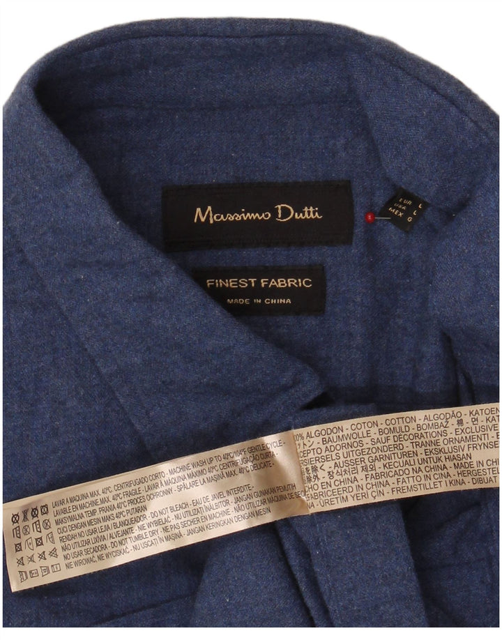 Massimo Dutti Chemise Homme Large Bleu Marine Coton