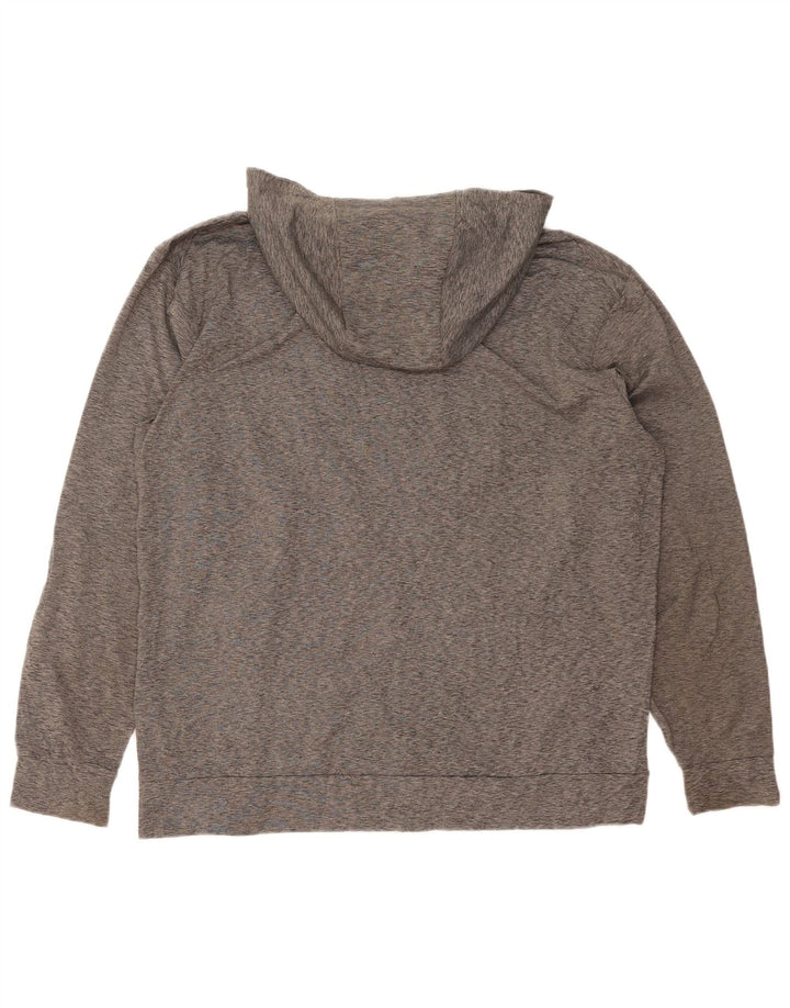 NIKE Mens Dri Fit Zip Hoodie Sweater XL Grey Flecked Polyester