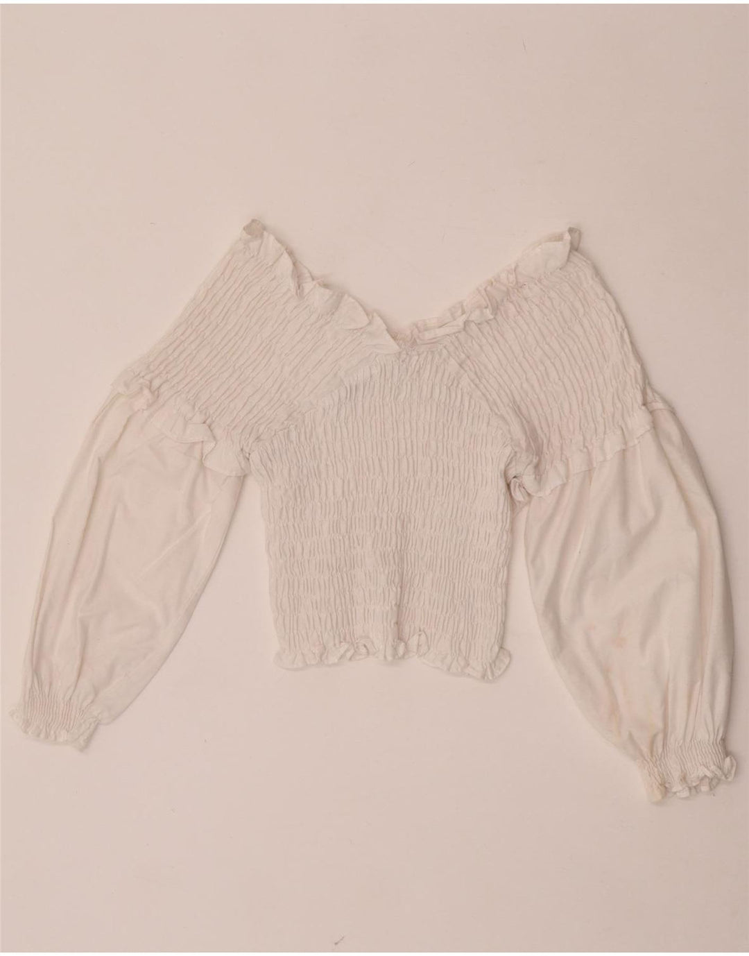 Zara Langærmet Crop Off Shoulder Top UK 12 Medium White
