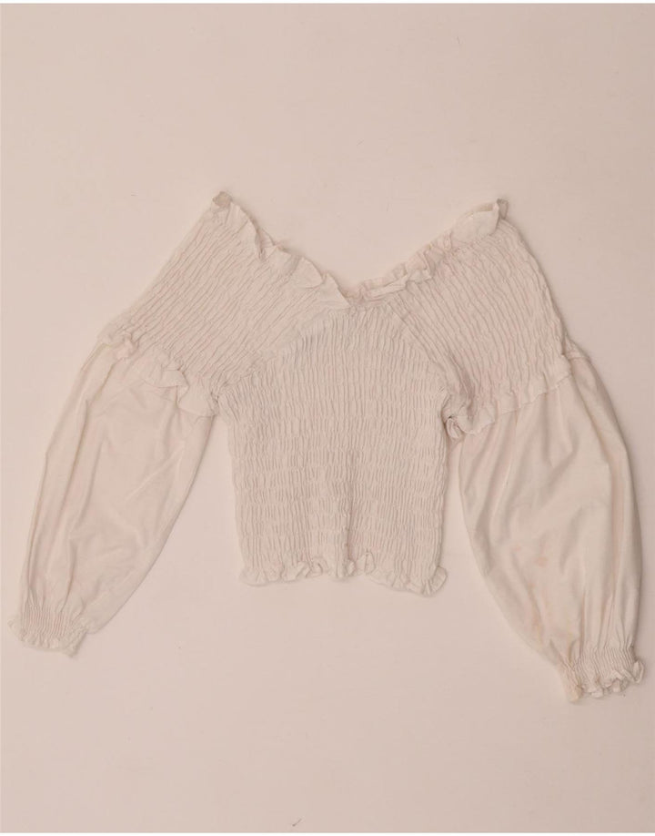 Zara Langærmet Crop Off Shoulder Top UK 12 Medium White