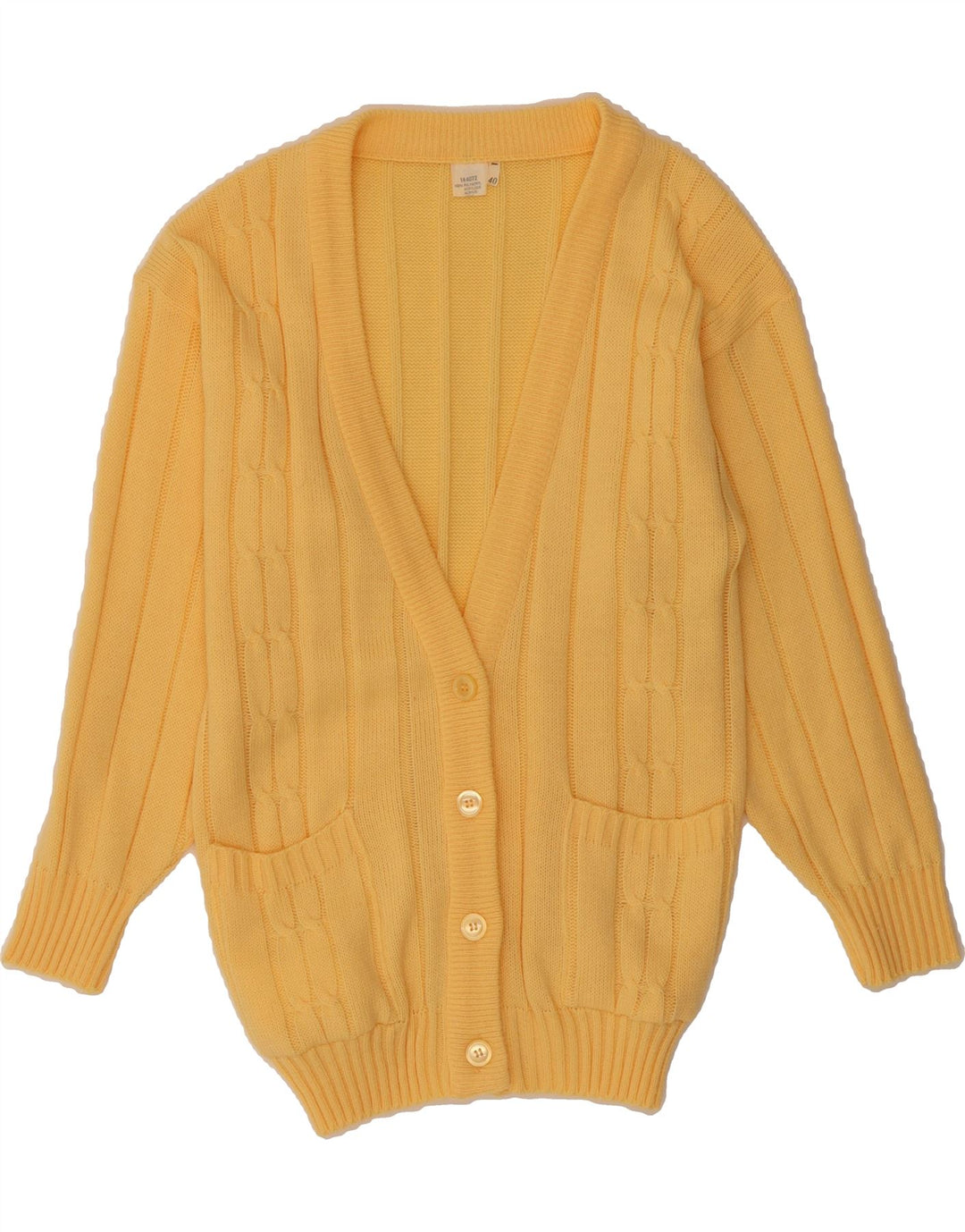 VINTAGE Womens Longline Cardigan Sweater EU 40 Medium Yellow Acrylic Vintage Vintage and Second-Hand Vintage from Messina Hembry 