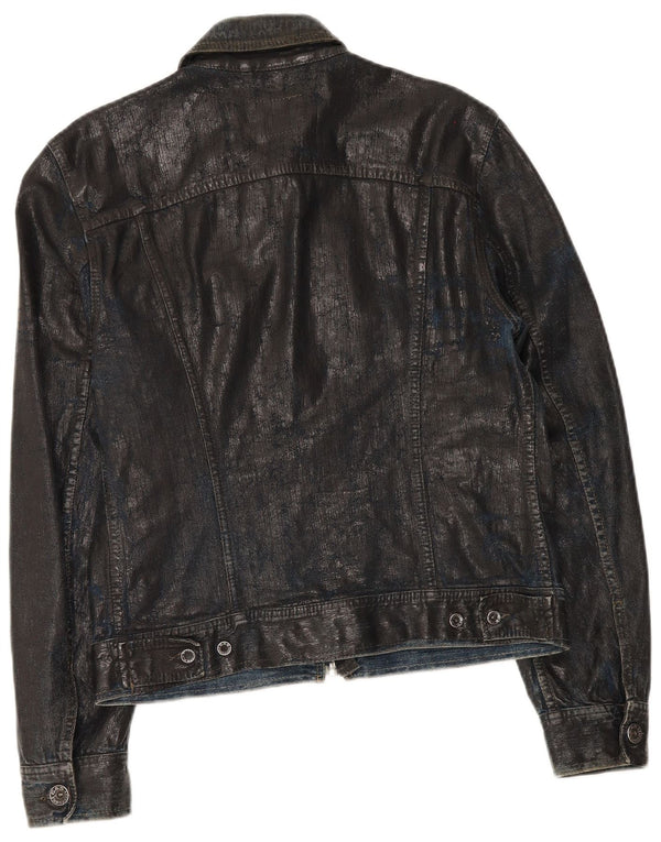Gas Mens Denim Jacket UK 38 Medium Black Cotton