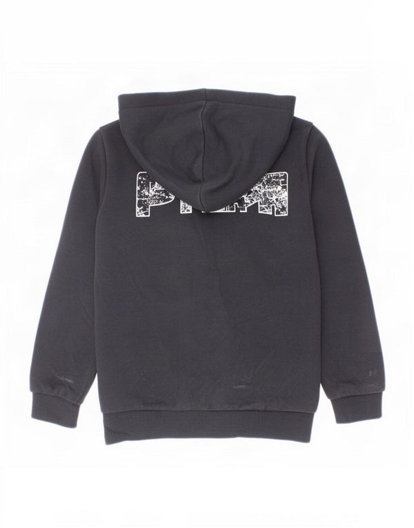 Felpa con cappuccio e zip grafica Puma da bambino 9-10 anni in cotone nero