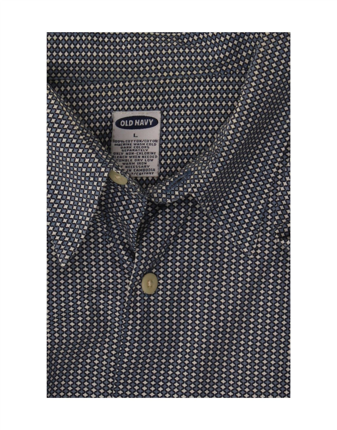 Old Navy Mens Short Sleeve Shirt Large Navy Blue Geometric Cotton