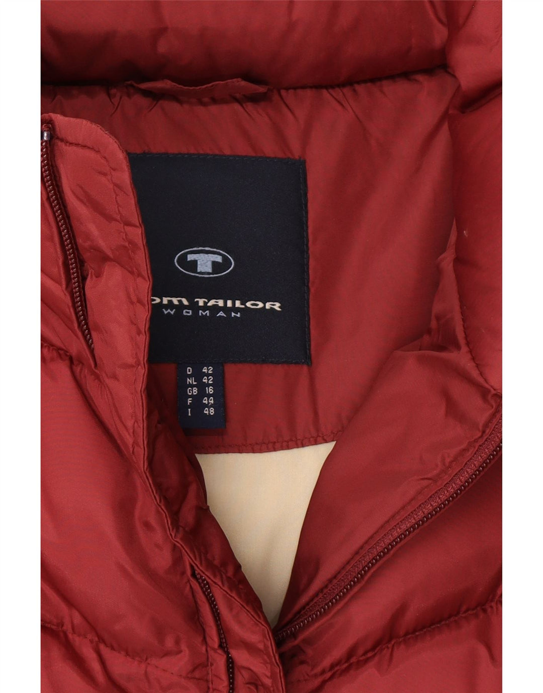 TOM TAILOR Womens Padded Jacket UK 16 Large  Red Polyamide Vintage Tom Tailor and Second-Hand Tom Tailor from Messina Hembry 