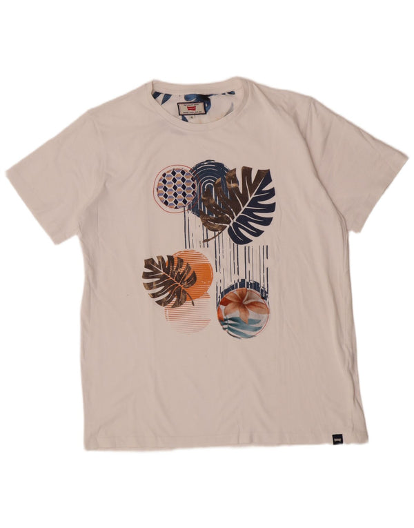 T-shirt grafica da donna Carrera Top UK 18 XL cotone floreale bianco