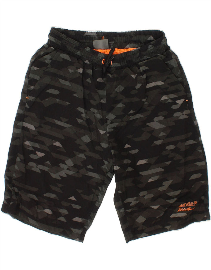 EDDIE BAUER Boys Swimming Shorts 10-11 Years Medium Black Geometric Vintage Eddie Bauer and Second-Hand Eddie Bauer from Messina Hembry 