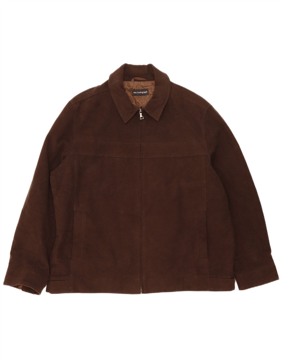 Marks & Spencer Mens Autograph Bomber Jacket UK 42 XL Brown Cotton